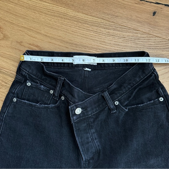 Abercrombie & Fitch The Dad High Rise Curve Love Black Jeans Asymmetric Sz 26 - Picture 7 of 10